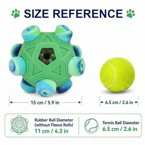 Dog Snuffle Ball, Interactive Enrichment Slow Feeder Puzzle Toy, Green - color: Green