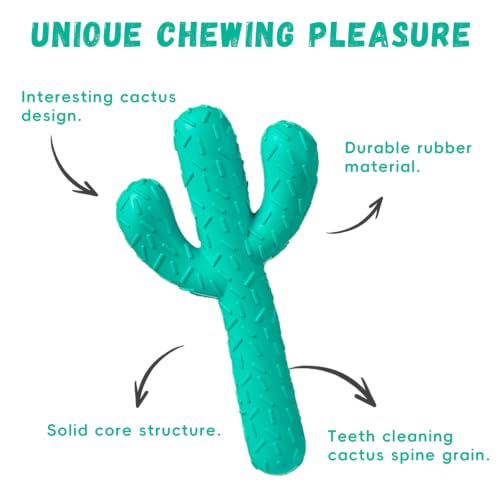 MewaJump Dog Chew Toys, Durable Rubber Dog Toys for Aggressive Chewers Blue - color: Blue Cactus