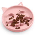 Coomazy Slow Feeder Cat Bowl Silicone Pet Puzzle Feeder for Slow Eating - color: Pink, size: 0.8 Cups