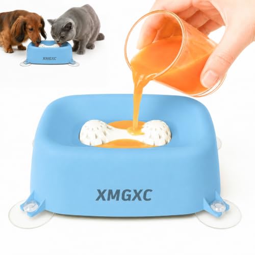 Dog Lick Bowl Slow Feeder with Rolling Log & Suction Base,Blue - color: Blue