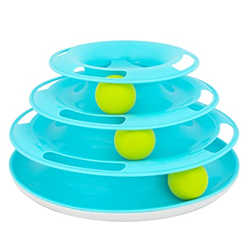 Our Pets Wobble Triple Chase Ball Track Interactive Cat Toy for Indoor Cats with Catnip (Cat Toys; Kitten Toys for Hunting and Chasing w/Rattling; Rolling Balls) - size: Medium, style: Triple Chase