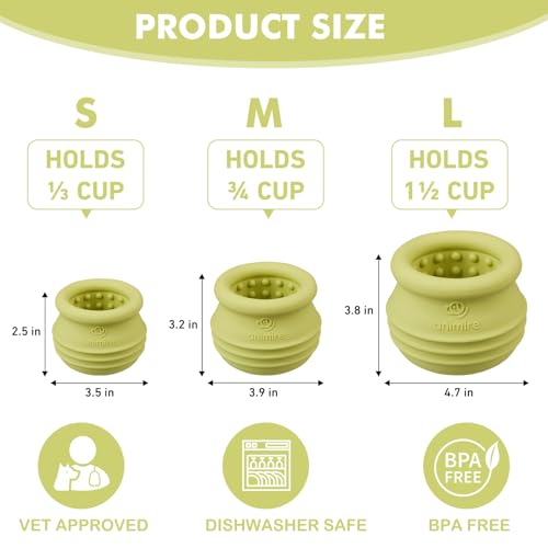 Treat Dispensing Dog Toy, Long-Lasting Interactive Puzzle Toys for Dogs, Stuffable Dog Enrichment Frozen Lick Treat Toy for Boredom, BPA Free Silicone Fetch Catch Chew Toy (Green,L) - color: Green, size: L