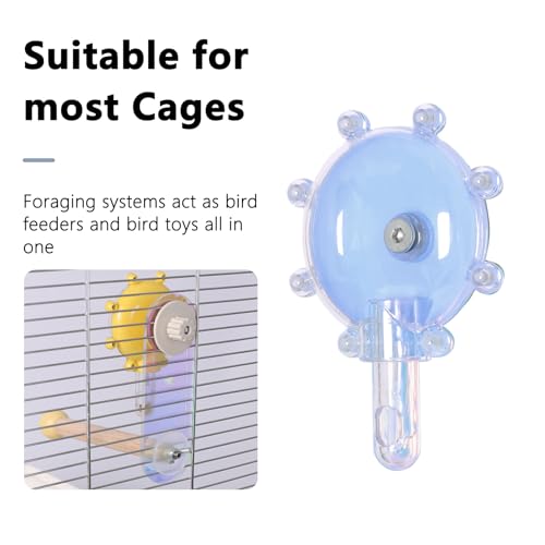 Rotating Foraging Puzzle Toy for Parrots with Colorful Acrylic Perch - Interactive Mental Enrichment Feeder Game for Cockatiels, Conures, Budgies, Lovebirds (Blue, M) - color: blue