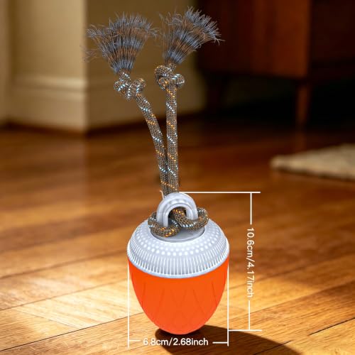 Interactive Dog Ball Toy for Medium & Large Dogs, Automatic Moving Dog Toy with Bird Sounds and Rope, USB Rechargeable Smart Ball with Fast & Slow Modes, 500mAh Dog Enrichment Toy - color: Orange