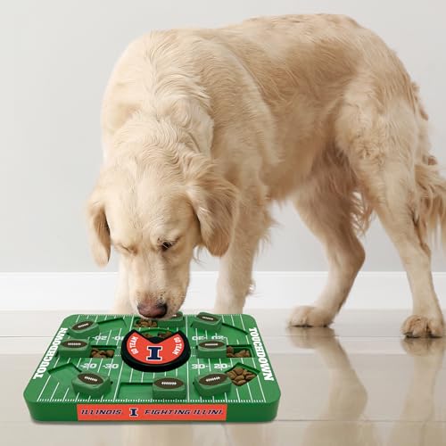 Pets First NCAA Illinois Large Puzzle Toy, Interactive Treat Dispenser, Slow Feeding Toy for Dogs, New Large Size - color: Illinois Fighting Illini, size: Large