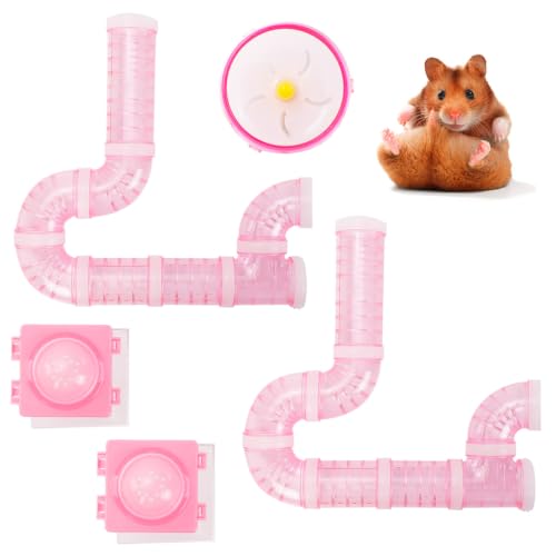 2 Hamster Tubes Kits, DIY Hamster Tunnel Adventure External Pipe - color: Pink