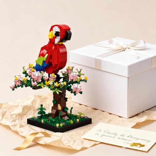 3D Scarlet Macaw Bird Micro Blocks Set - 900Pcs Tropical Model