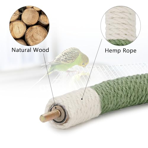 Hypeety U Shape Bird Hemp Rope Perch Parrot Paw Grinding Stand, Green, L