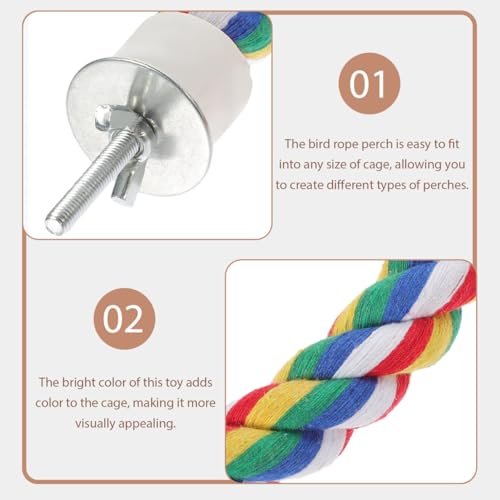 Hemobllo Parrot Cotton Rope Perch 41.33 in Bird Rope Climbing Toy for Cage Standing Station Chew Toy for Pet Birds Helps Exercise Balance and Coordination 1 pc - size: 105cm