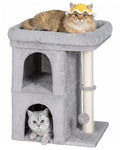 Aechonow Cat Tree for Large Cat,2 Cozy Cat Condo House for Large & Fat Cats - color: 24''Light Grey