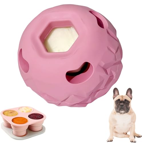 Large Pink Frozen Treat Ball, Interactive Anxiety Relief Puzzle Chew Toy - color: Pink, size: Large