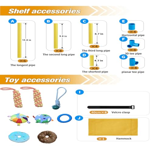 Puppy Play Gym with 8 Hanging Toys, Indoor Puppy Jungle Gym with Interactive Dog Enrichment Toys.PVC Frame with Small Dogs Hammock Enrichment Activity Center