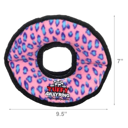 TUFFY® 2 Pack Ultimate 4Way Ring Ultra Durable Plush Dog Toys - color: 2PK Pink Leopard 4Way Ring