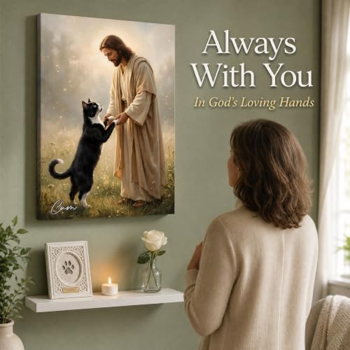 KiKiLuna Personalized Jesus and Pet Memorial Canvas Wall Art - color: Design06