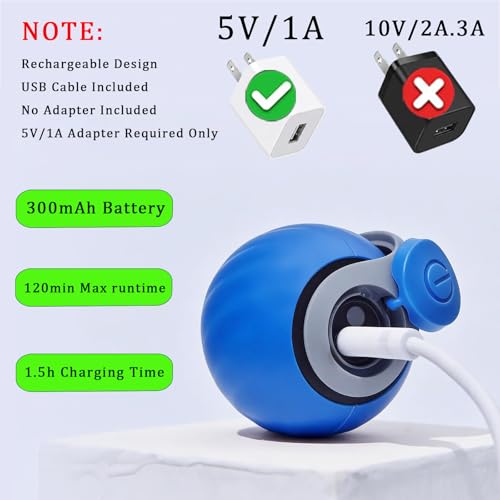 2 Pack Interactive Cat Toy Ball,Indoor Automatic Cat Toys with 8 Replaceable Worm and Feather Tails for Chasing,Rechargeable Enrichment Toys for Cats to Keep Them Busy,Blue + Blue - color: Blue, size: 2-Pack