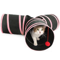 3-Way Cat Tunnels for Indoor Cats - Rabbit Hideouts - Durable and Collapsible Cat Tubes for Active Play (Pink) - color: Pink