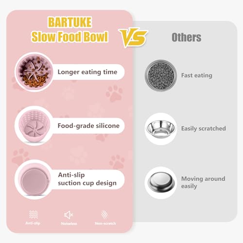 Dog Slow Feeder Lick Bowl, Silicone Dog Bowl with Strong Suction, Pink - color: Pink