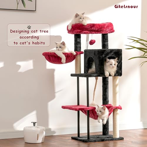Gitelsnour Cat Tree, 43.3'' Cat Tower with Hammock for KittensGCT004SBR - color: Black and red, size: 43.3 inches