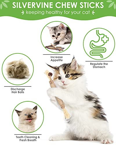 TINDTOP Silvervine Chew Sticks for Cats, 12 Pack Natural Catnip Chew Toys - color: 12 Pack