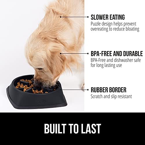 GORILLA GRIP® Patented Slow Feeder Dog and Cat Bowl, BPA Free, 4 Cup Black - color: Black, size: 4 Cup
