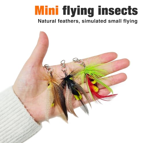 JXFUKAL Cat Feather Toy Refills, 3Pcs Simulation Mini Insects Cat Lures Wand Attachment Replacement for Kitty Kitten Indoor Accessories - color: 3PCS REFILLS