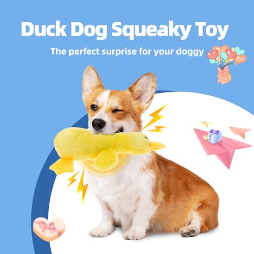 Mihachi Plush Squeaky Dog Duck Toys - Stuffed Pet Toy Duck Interactive Gifts for Dog Birthday Dogs Puppy Biting Chew Toys - for Medium and Large Dogs - color: Yellow Duck