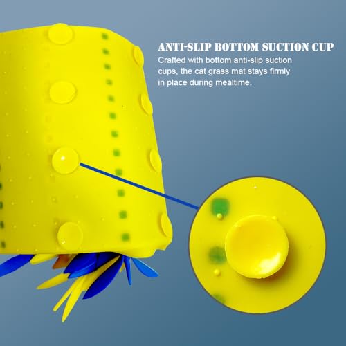 Silicone Grass Mat for Cats & Dogs, Snuffle Mat for Dogs Cats, Slow Feeder Dog Bowl, Interactive Sniff Foraging Mats for Dog Cat Pet, Nosework Training Foraging Pad- Blue & Yellow2