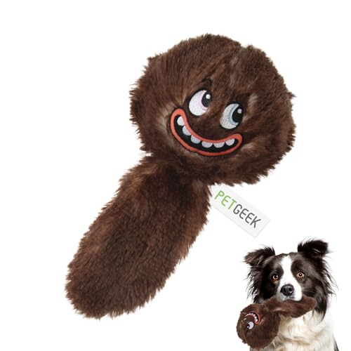PETGEEK Interactive Dog Toys Ball - Rechargeable, Squeaky Plush Crazy Bouncer Dog Ball with Wiggles & Vibrations, Durable Moving Vibrating Toy for Small, Medium, Large Dogs (6 Inches, Brown) - color: brown