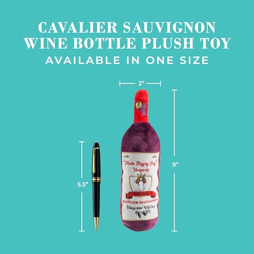 Haute Diggity Dog Cavalier Sauvignon Plush Dog Toy, Wine Parody Chew Toys - color: Cavalier Sauvignon (Maroon), size: One Size