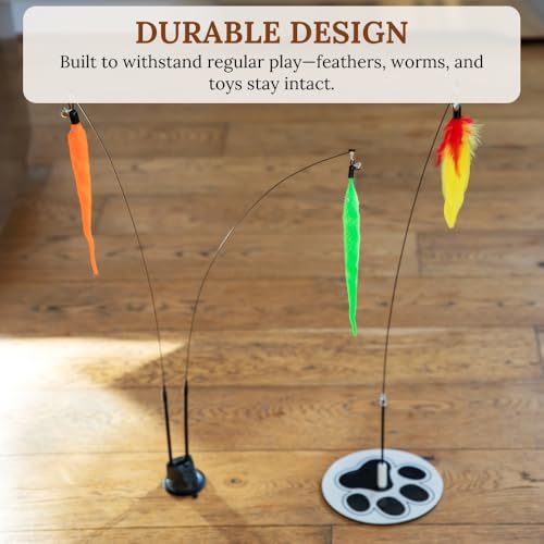 Cat Toys for Indoor Cats, Interactive Cat Toy Wand, Kitten Stuff, 9 Lures - color: Meow Motion Bundle