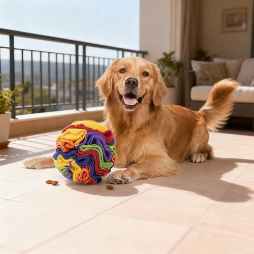 Pet Snuffle Ball for Small Dogs, Washable Reusable Dogs Training Stress Relief Dog Enrichment Toys Treat Tools (Rainbow) - color: Rainbow