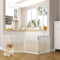 WELLAND Wooden Freestanding Dog Gate, Expandable Dog Gate, Indoor Pet Fence - color: White, size: 4 Panel 80" Wide