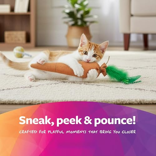 Kolossal Karrot Carrot Shaped Plush Kicker Cat Toy Infused with Natural Catnip, Interactive Kick & Chew Toy for Kittens & Adult Cats