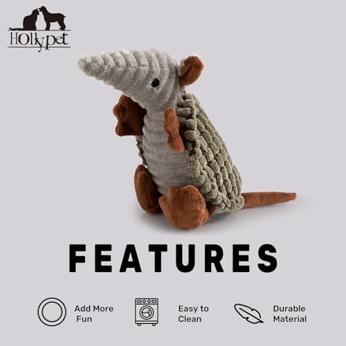 Hollypet Armadillo Squeaky Puppy Dog Toys for Small Medium Dogs, 8" - color: Olive Drab, size: 8 IN