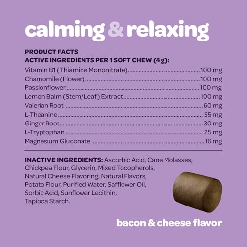 Calming Chews for Dogs | Herbal Dog Calming Chews for Anxiety from Normal and Occasional Stressors Including Separation Storms Grooming & Travel | NASC Certified & Made in The USA | 90 Count - size: 90 Count