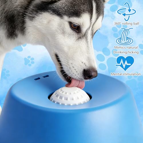 Slow Feeder Dog Bowls for Liquid Treat,Dog Licking Bowl with Rolling Balls,Calming Lick Bowl, Dog Lick Ball Bow for Wet Food Bone Broth & Yogurt for Large Medium Small Puppy Breeds (Yellow) - color: Yellow