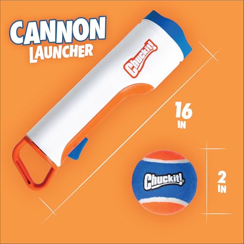 Chuckit! Cannon 16S Dog Ball Launcher, 16 Inch Size, Includes 4 Balls Total - size: Small