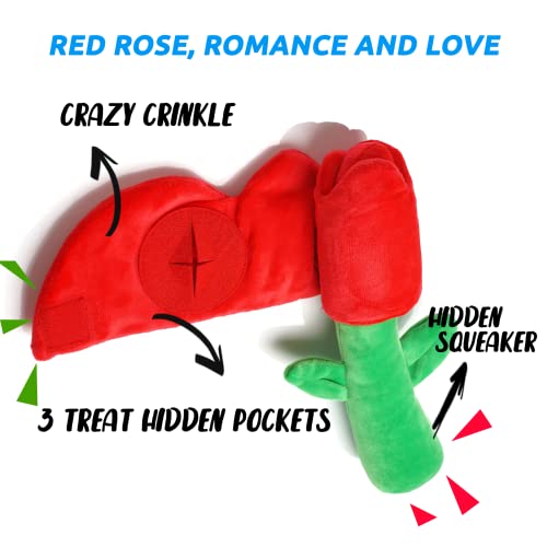 Dog Toys, Dog Puzzle Toys, Valentine Day Dog Toys, Enrichment Squeaky Crinkle Plush Treat Dispensing Mental Stimulation Dog Toy, Rose - style: Rose