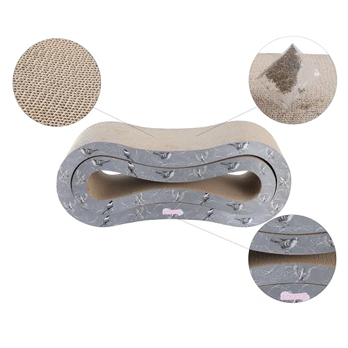 CSR1014E Suvi 26" Modern Cardboard Infinity 2-in-1 Lounge Bed Cat Scratcher with Catnip, Winter Sparrow - color: Gray