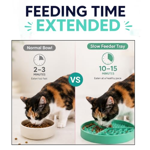 Large Size Cat & Dog Slow Feeder Puzzle Toy, Interactive Puzzle Feeder Bowl, Dog Lick Mat, Cat Food Puzzle, Pet Feeding Toy for Mental Stimulation, BPA Free Silicone, Dishwasher Safe (Green) - color: Mint Green