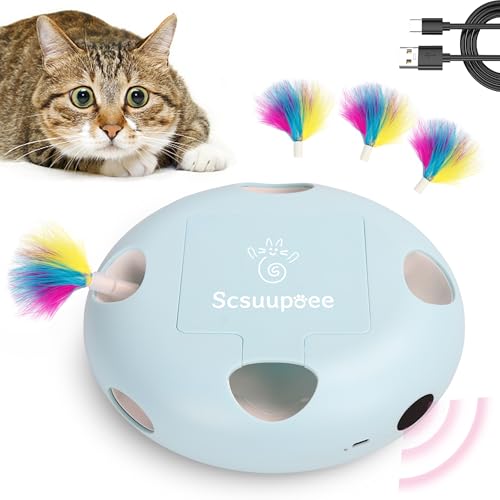 Rechargeable Interactive Cat Toy, Blue - color: Blue