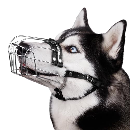 BRONZEDOG Stainless Steel Wire Basket Dog Muzzle for Husky - size: Husky