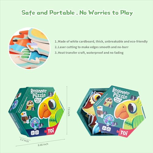 TOI Large Piece Toddler Puzzles for 2-4, Beginner Puzzles - Forest Birds