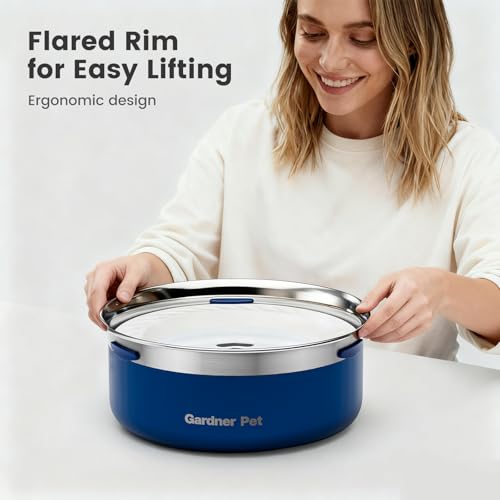 Gardner Pet Slow Water Bowl for Dogs, Stainless Steel Dog Water Bowl, 2L - color: Blue, size: Small (2L)