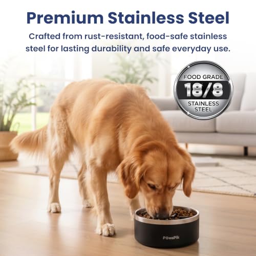 PawsPik Stainless Steel Double Wall Slow-Feed Puzzle Dog Bowl, 64-oz, Black - color: Eclipse Shadow Black