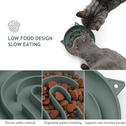 Coomazy Slow Feeder Cat Bowl Silicone Pet Puzzle Feeder for Slow Eating - color: Green