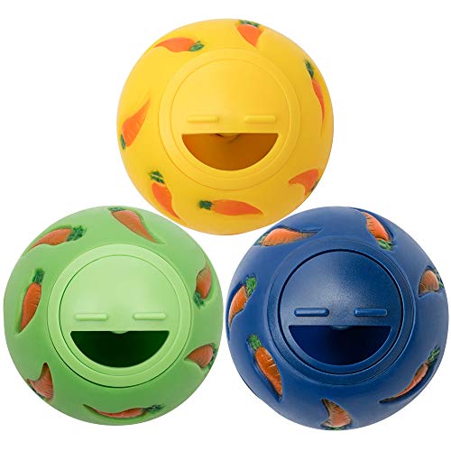 Niteangel Small Animal Treat Ball: Adjustable Treat Dispenser - color: Yellow, Blue & Green