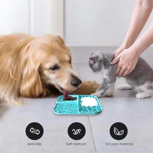 Slow Feeder Lick Mat, Grooming & Bath Time Helper for Dogs - color: Blue
