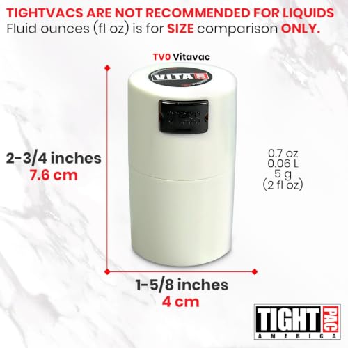 Vitavac 5g to 20g Airtight Vacuum Seal Portable Container, White - color: White