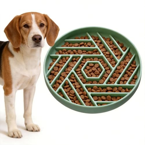 Silicone Slow Feeder Dog Bowl with Suction Base, Anti Choking Pet Bowl - color: Single silicone Green